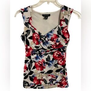 White House Black Market Red and Blue Floral Top size S